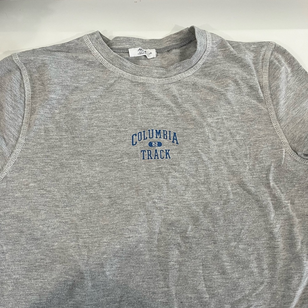 Columbia Heather Gray Tee with Blue Logo